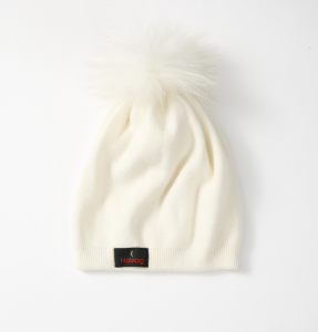 Noblag Luxury Women’s Cashmere Beige Beanies Genuine Raccoon Winter Hats