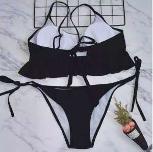 Noblag Luxury Tankini top Side Tie Cheeky Bikini Bottoms Black Women's Swimwear