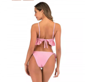 Noblag Luxury Tankini top Side Tie Cheeky Bikini Bottoms Pink Women's Swimsuits