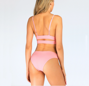  Noblag Luxury Bralette Swim Top Strappy Side Cheeky Bikini Bottoms Pink Women's Swimwear