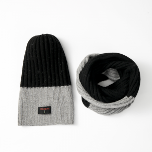 Noblag Luxury Black Grey Cashmere Beanies, Scarves For Men & Women Knitted Mixed Color