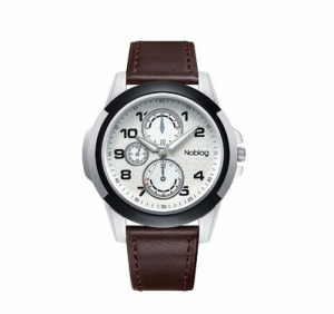 Noblag Luxury Sports Watches For Men & Women Brown Strap White Dial Pointer 46mm