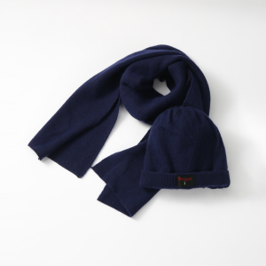 Noblag Luxury Navy Cashmere Men’s Beanies, Scarves Collection Set Genuine Raccoon