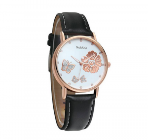 Noblag Mademoiselle Luxury Women's Watches Luminous White Dial Black Strap 38mm