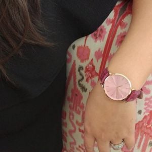 Noblag Flame Luxury Minimalist Women's Watches Purple Leather Strap Pink Dial 36mm