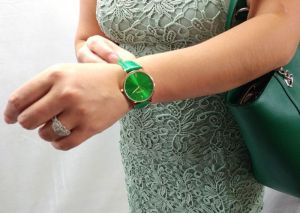 Noblag Luxury Minimalist Watch For Women Green Leather Strap Green Dial 36mm