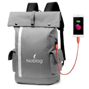 Noblag Luxury Grey Backpack Daily Pack Roll-Top Closure 30 L