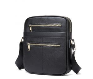 Noblag Luxury Men’s Leather Black Messenger Bag Crossbody Sling Backpack Travel Bag 