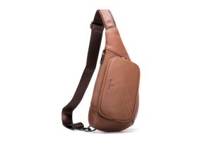 Noblag Luxury Leather Sling Chest Bag For Men Waterproof Fanny Pack Messenger Chest Bag Brown