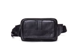 Noblag Luxury  Genuine Leather Unisex Black Sling Bags Fanny Pack Waist Belt 