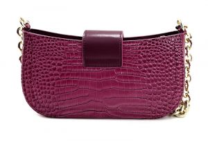 Lovitt Luxury Dark Berry Crocodile Leather Shoulder Bags De Noblag