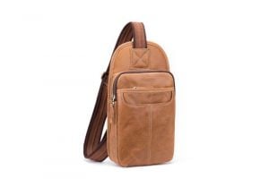 Noblag Karli Luxury Brown Men's Sling Bags Genuine Leather Crossbody Chest Bags 