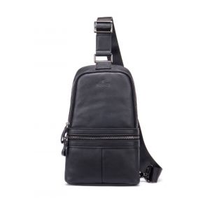 Noblag Luxury Tekat Large Black Genuine Leather Sling Bags Chest Bags 