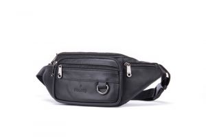 Noblag Luxury Black O-ling Unisex Waist Bags Leather Waist Pack Belt Bags