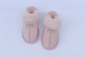 Noblag Luxury Wool Sheepskin Winter Slippers For Women Fur Pink