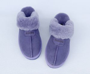 Noblag Luxury Purple Sheepskin Women's Slippers Fur 