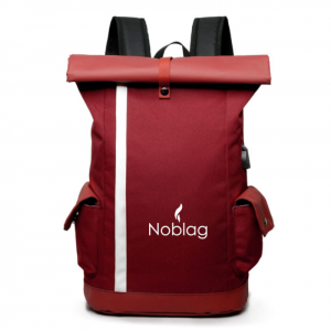 Noblag Luxury Red Oxford Travel Backpack Roll-Top Closure 30 L