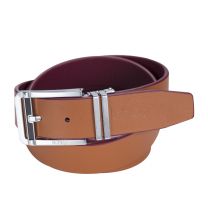 Noblag Men's Cognac Calfskin Leather Belts Stainless steel Clamp Closure Buckle