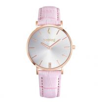 Noblag Flame Pink Leather Strap Women's Watch Strap Stainless Case 36mm