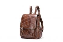 Noblag Women Soft Coffee Genuine Leather Large Everyday Rucksack Backpack 