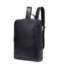 Noblag Bay Black Soft Leather Laptop Backpack For Men & Women