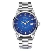 Noblag N-Classic Stainless Steel Band Watch For Men Blue Dial Silver Case 38mm 
