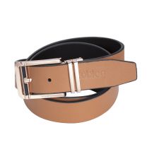 Noblag Classic Men's Belts In Smooth Tan Leather Rose Gold Clamp Closure Buckle