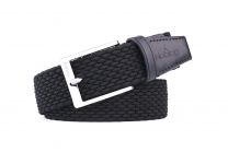 Noblag Men’s Braided Woven Black Leather Belt Casual Dress Silver Buckle