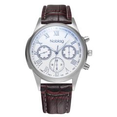 Noblag Monsieur Luxury Watches White Dial Brown Leather Strap 40mm