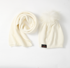 Noblag Women’s Winter Cold Gear Beige Beanie Hat, Scarf Set Adults