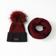 Noblag Color Block Knitted Beanie Scarf Set For Men And Women 