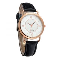   Noblag Luxury Women's Watches Black Strap White Flower Dial 40mm