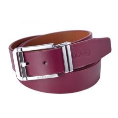Noblag Calfskin Deep Burgundy Leather Men's Belts Clamp Closure Stainless Buckle