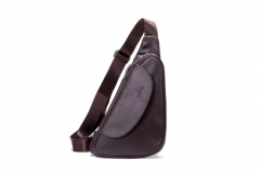 Noblag Guan Men's Chest Bags Genuine Leather Triangle Coffee Sling Bag