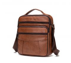 Noblag Lax Brown Men’s Leather Messenger Bag Crossbody Sling Backpack Travel Bag