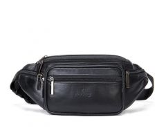 Noblag Bay Belt Bags In Black Leather Unisex Sling Shoulder Bags 