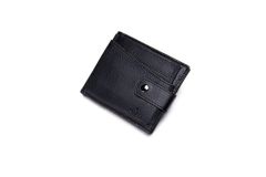 Noblag RFID Wallet With Flap Trifold Black Genuine Leather For Men 
