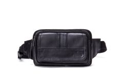 Noblag Cade Unisex Black Leather Shoulder Sling Bags Waist Belt Bags