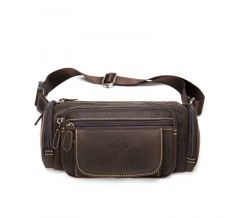Noblag Waitzy Coffee Vintage Leather Belt Bag Crossbody Shoulder Travel Waist Bag 