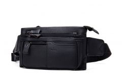 Noblag The Ultimate Companion Black Leather Sling Belt Bags For Men 