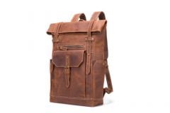 Noblag Karl Laptop Backpack Leather Roll-Top DayPack For Men