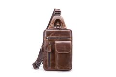 Noblag Paco Men's Coffee Leather Crossbody Bag Daypack Shoulder Chest Sling Bags 