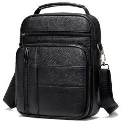 Noblag Mika Men’s Messenger Bag Crossbody Sling Black Leather