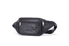 Noblag Odell Black Leather Refined Structured Waist Belt Bags