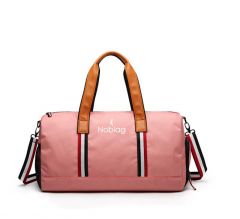 Noblag Bright Pink Travel Duffel Bag Gym Shoe Compartment Waterproof Fabric