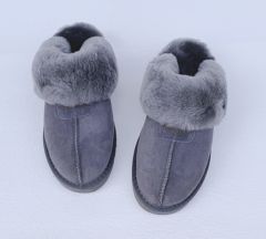 Noblag Grey Sheepskin Slippers Wool Winter For Men And Women 