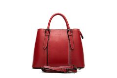 Noblag Top Layer Leather Tote Handbag For Women  Red