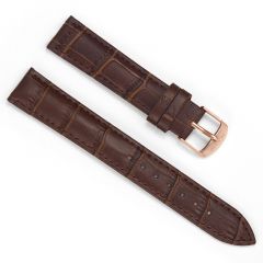 Noblag 18mm Brown Elegant Leather Watch Band Women Rose Gold Buckle
