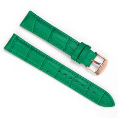 Noblag Green Genuine Leather Watch Band For Ladies Rose Gold Buckle 18mm 