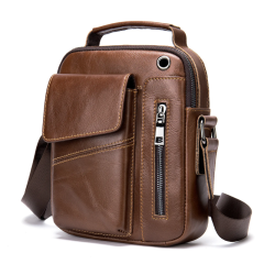 Noblag Ryder Coffee Leather Small Men's Messenger Sling Chest Bags